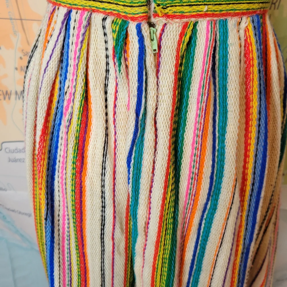 Vintage 1970s Hand Sewn Striped Long Maxi Skirt Surfer Girl Bohemian - Picture 7 of 13